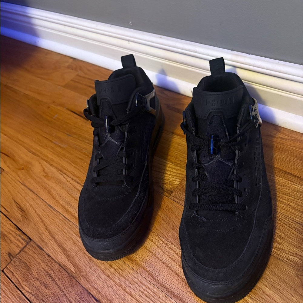 Jordan Spizike Low “Black Cat” sneakers, size 11.5 
in all-black color